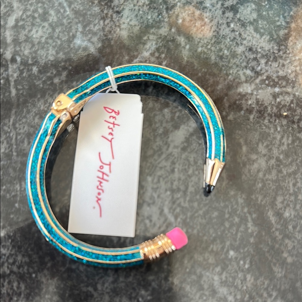 Betsey Johnson Blue and Gold Bracelet with Flexible Coiled Design
